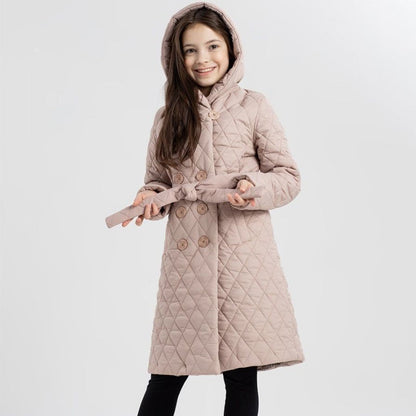 Manteau long enfant à col montant