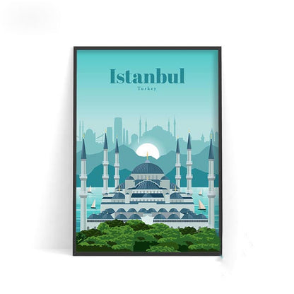 Affiche murale décorative – Villes du monde sur toile