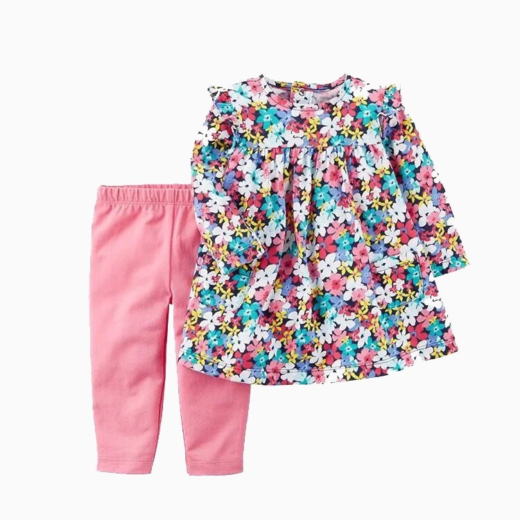 Ensemble Bébé 2 Pièces Fille – Haut et Pantalon en Coton Doux