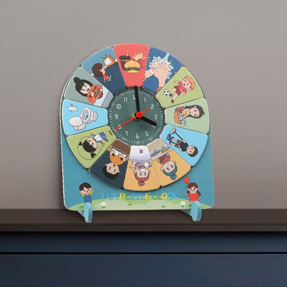 Horloge Éducative en Bois – Puzzle d’Apprentissage du Temps pour Enfants