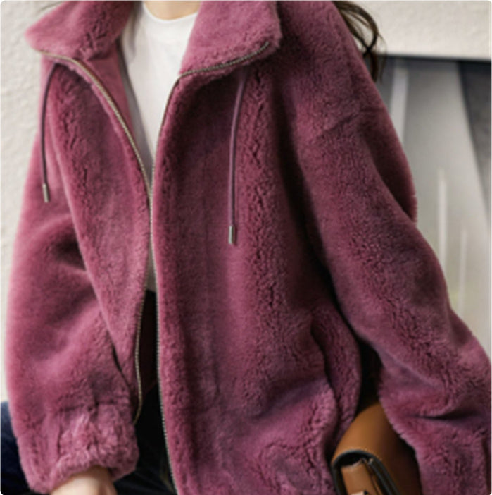 Pull à col montant chaud femme – gilet polaire double face doux et décontracté