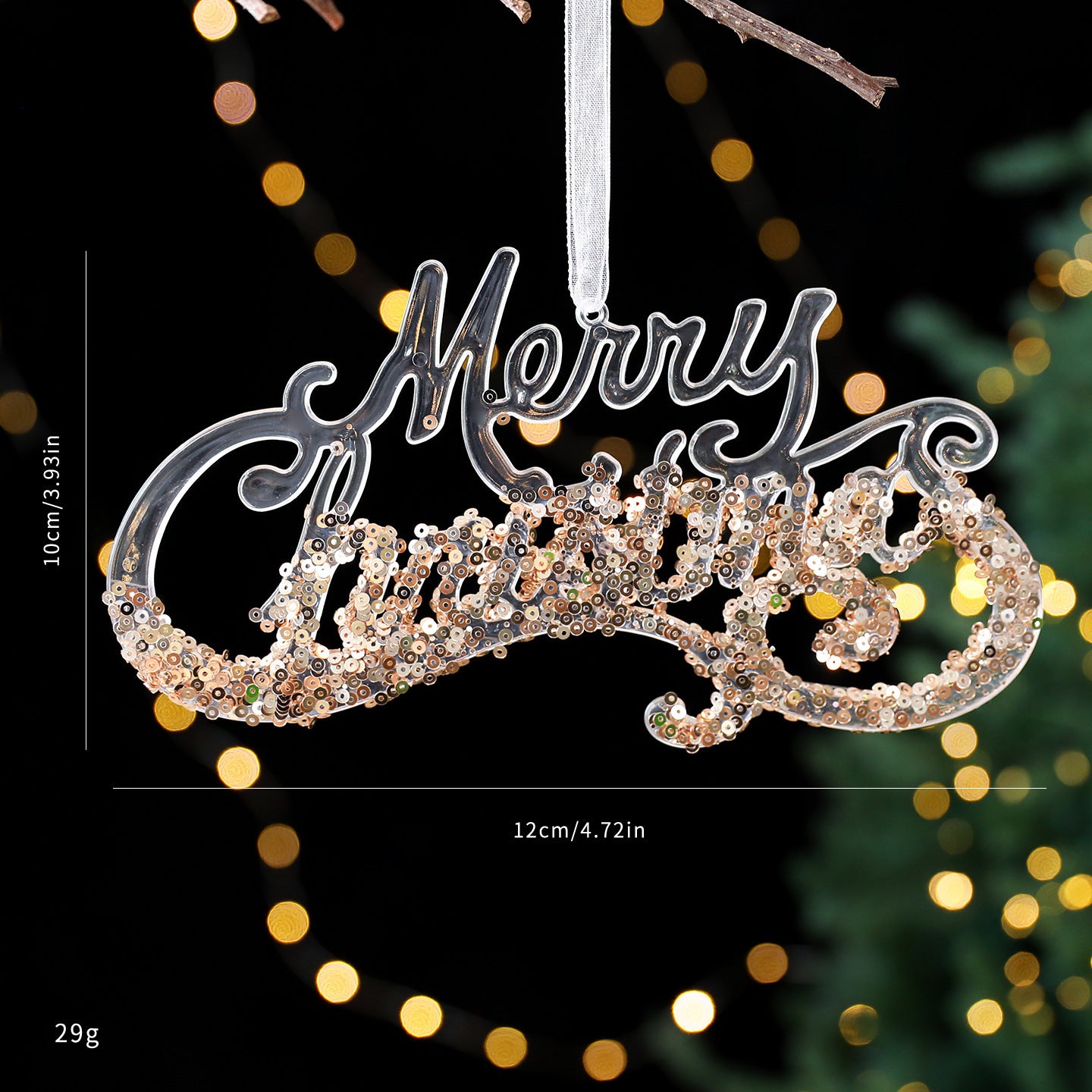Décoration de Noël Acrylique Pailletée – Guirlande et Ornement Transparent