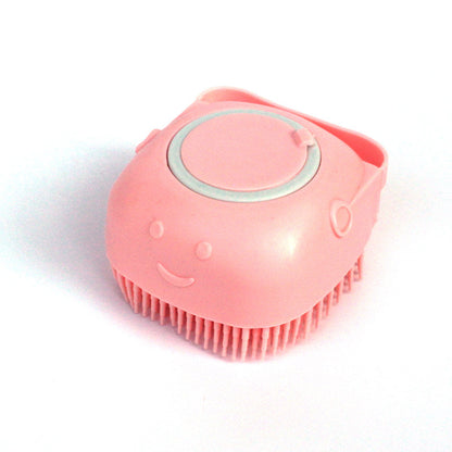 Brosse de bain et massage en silicone pour chien et chat – avec réservoir à shampoing