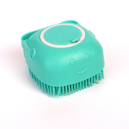 Brosse de bain et massage en silicone pour chien et chat – avec réservoir à shampoing