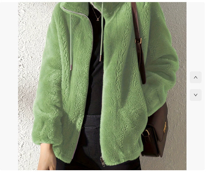 Pull à col montant chaud femme – gilet polaire double face doux et décontracté