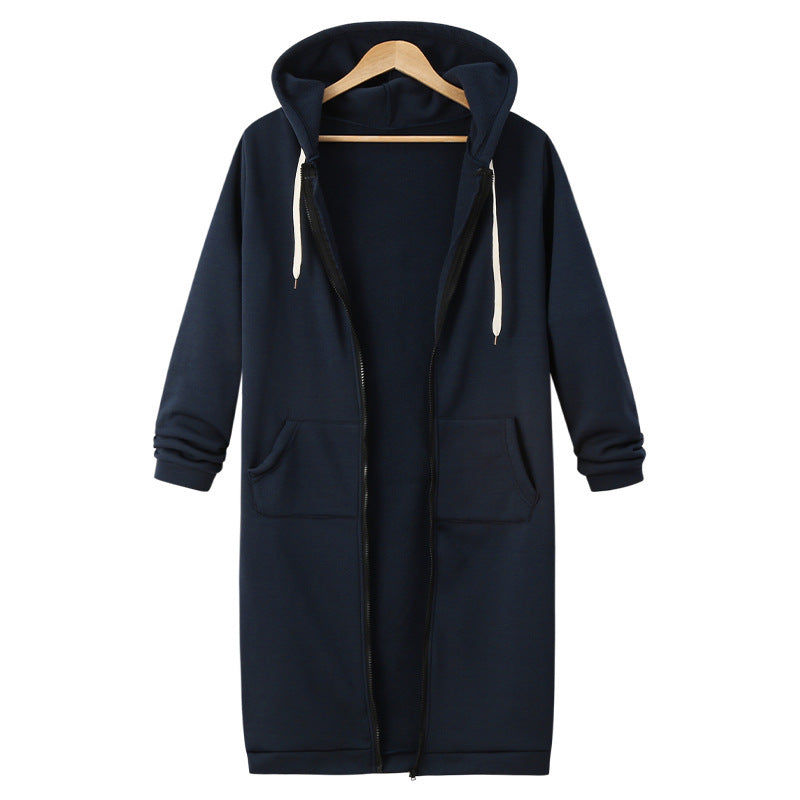 Veste longue polaire à capuche – sweat chaud femme zippé hiver