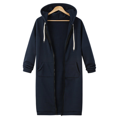 Veste longue polaire à capuche – sweat chaud femme zippé hiver