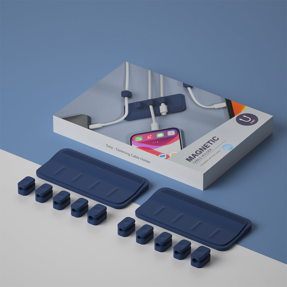 Organiseur Magnétique de Câbles – Support de Bureau en Silicone