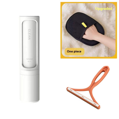 Brosse anti-poils réutilisable 2-en-1 pour chien et chat – rouleau auto-nettoyant