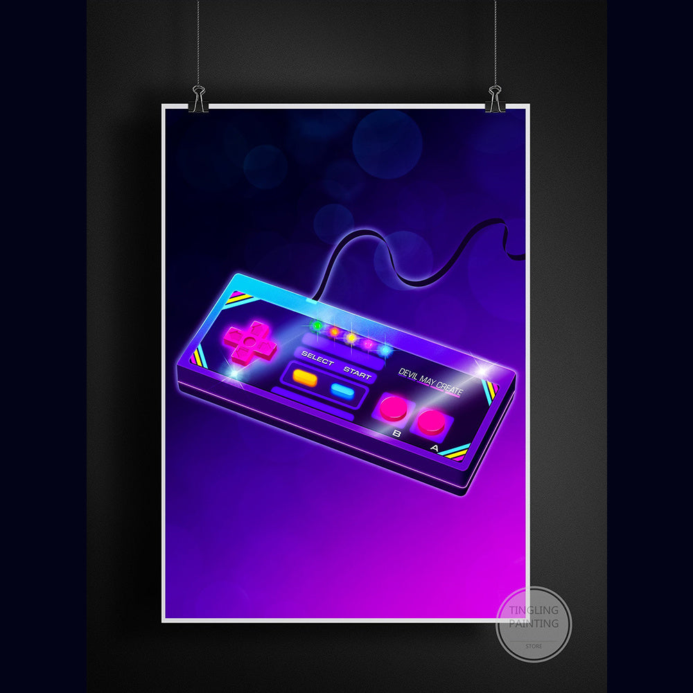 Poster néon manette