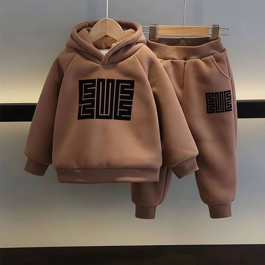 Ensemble Hiver Enfant Épais en Polaire – Sweat à Capuche + Pantalon
