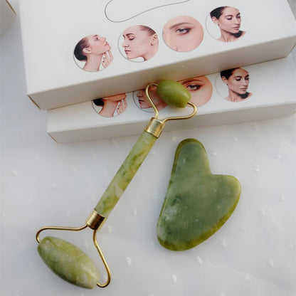 Rouleau Visage Jade & Quartz – Massage, Gua Sha & Lifting Naturel