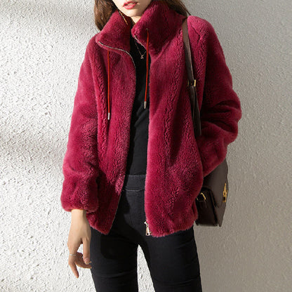 Pull à col montant chaud femme – gilet polaire double face doux et décontracté