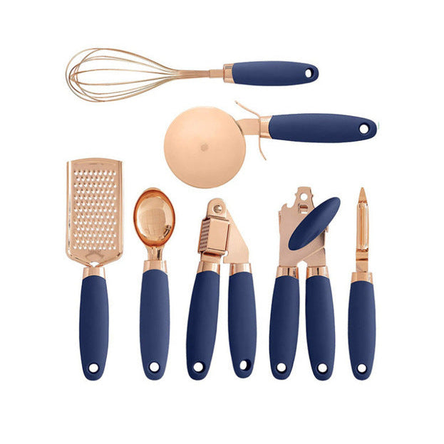 Set d’Ustensiles de Cuisine Inox – Finition Rose Gold (7 Pièces)