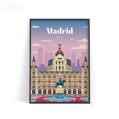 Affiche murale décorative – Villes du monde sur toile