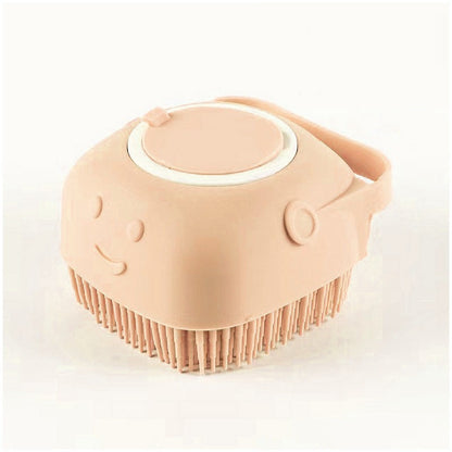 Brosse de bain et massage en silicone pour chien et chat – avec réservoir à shampoing