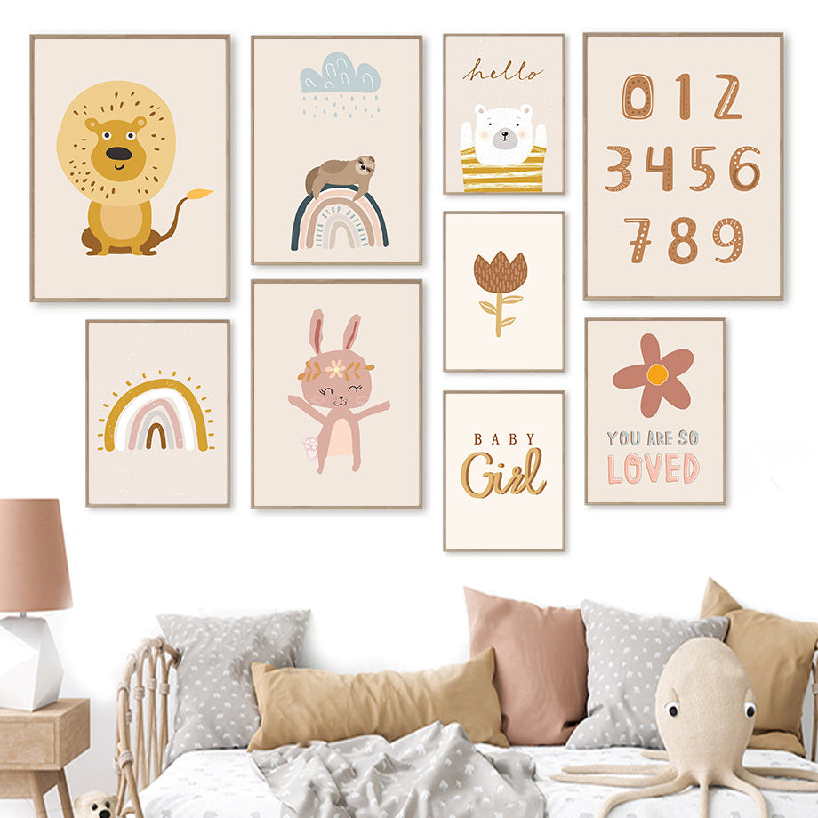 Mur avec 9 posters pour enfant