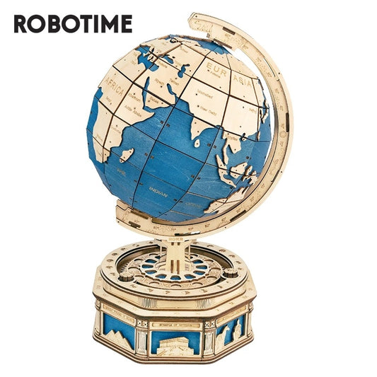 Globe Terrestre 3D à Monter en Bois – Puzzle Mécanique ROKR 567 Pièces