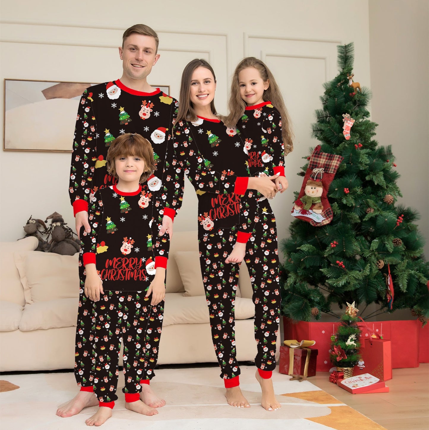 Pyjamas Familiaux de Noël – Tenues assorties pour toute la famille et le chien