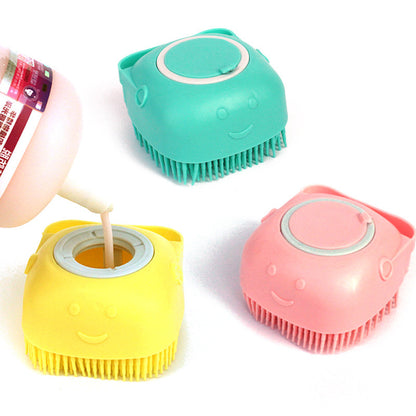 Brosse de bain et massage en silicone pour chien et chat – avec réservoir à shampoing