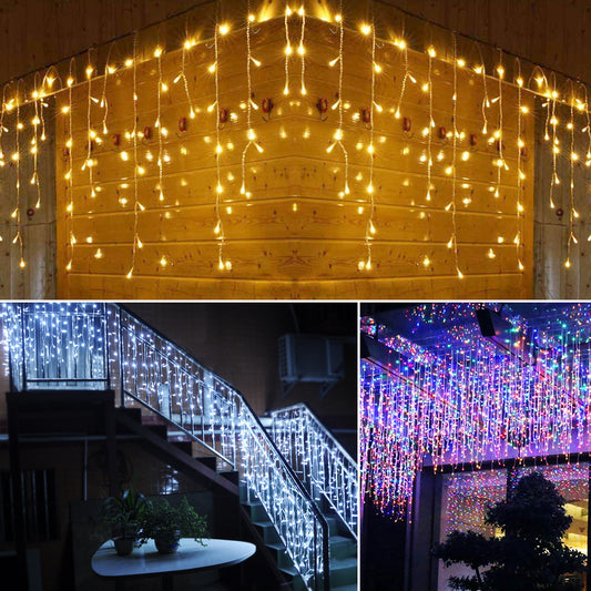 Guirlande LED Cascade 8 Modes – Rideau lumineux de Noël